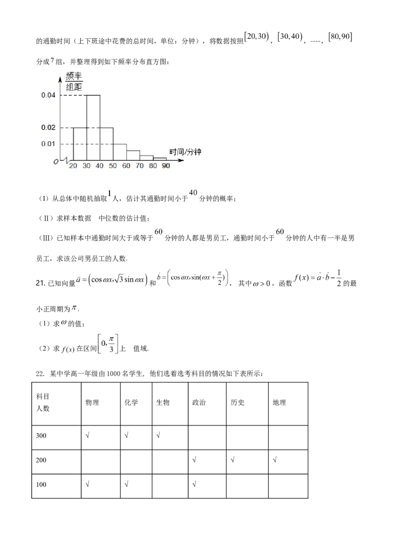 精品解析：海南省临高中学度高一下学期期末考试数学试题（原卷版）_E015高中全科试卷_数学试题_必修2_04.期末试卷_真题试卷_精品解析：海南省临高中学度高一下学期期末考试数学试题