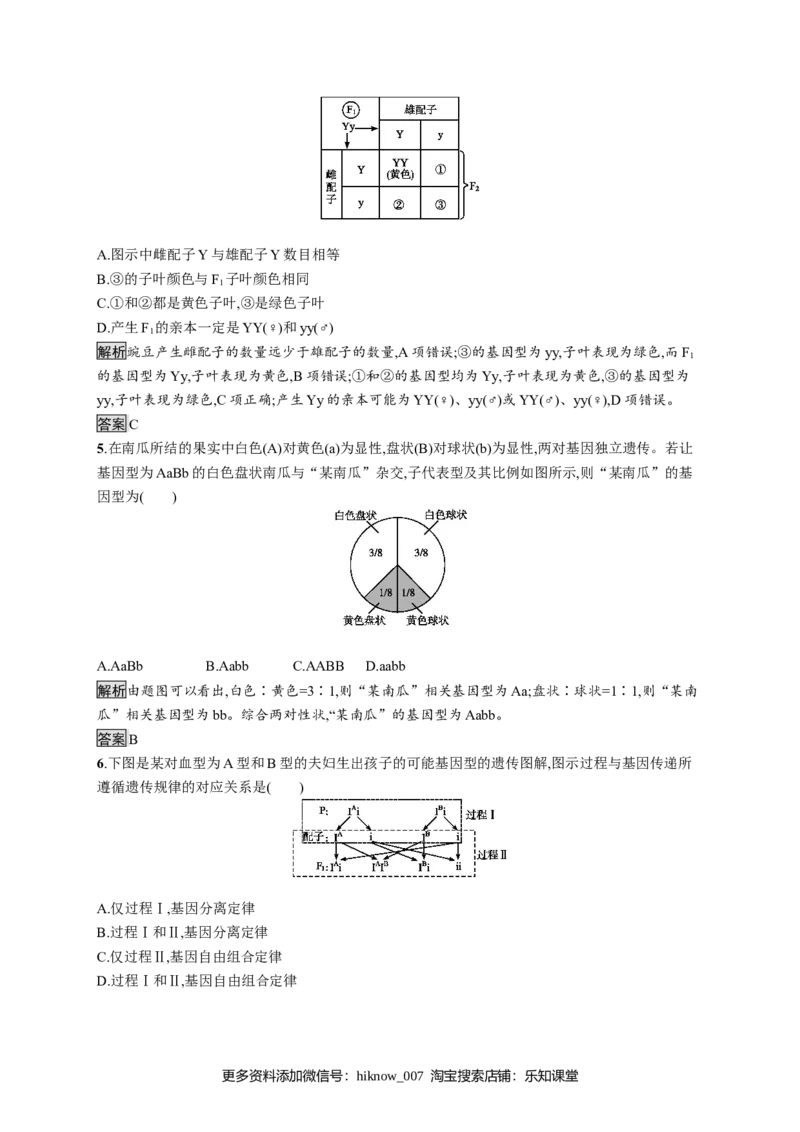 第1章《本章综合与测试》课时检测_E015高中全科试卷_生物试题_必修2_1.单元测试_1、单元测试_第1章遗传因子的发现