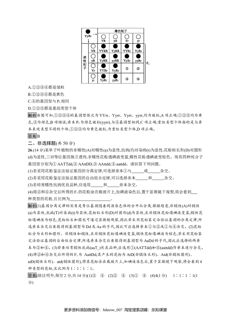 第1章《本章综合与测试》课时检测_E015高中全科试卷_生物试题_必修2_1.单元测试_1、单元测试_第1章遗传因子的发现