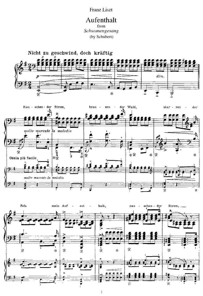 Aufenthalt(Schubert)_一万首著名钢琴曲谱哈农贝多芬合集视频教学电子版高清无水印可打印_1古典钢琴知名音乐家谱_李斯特钢琴谱全集_改编舒伯特