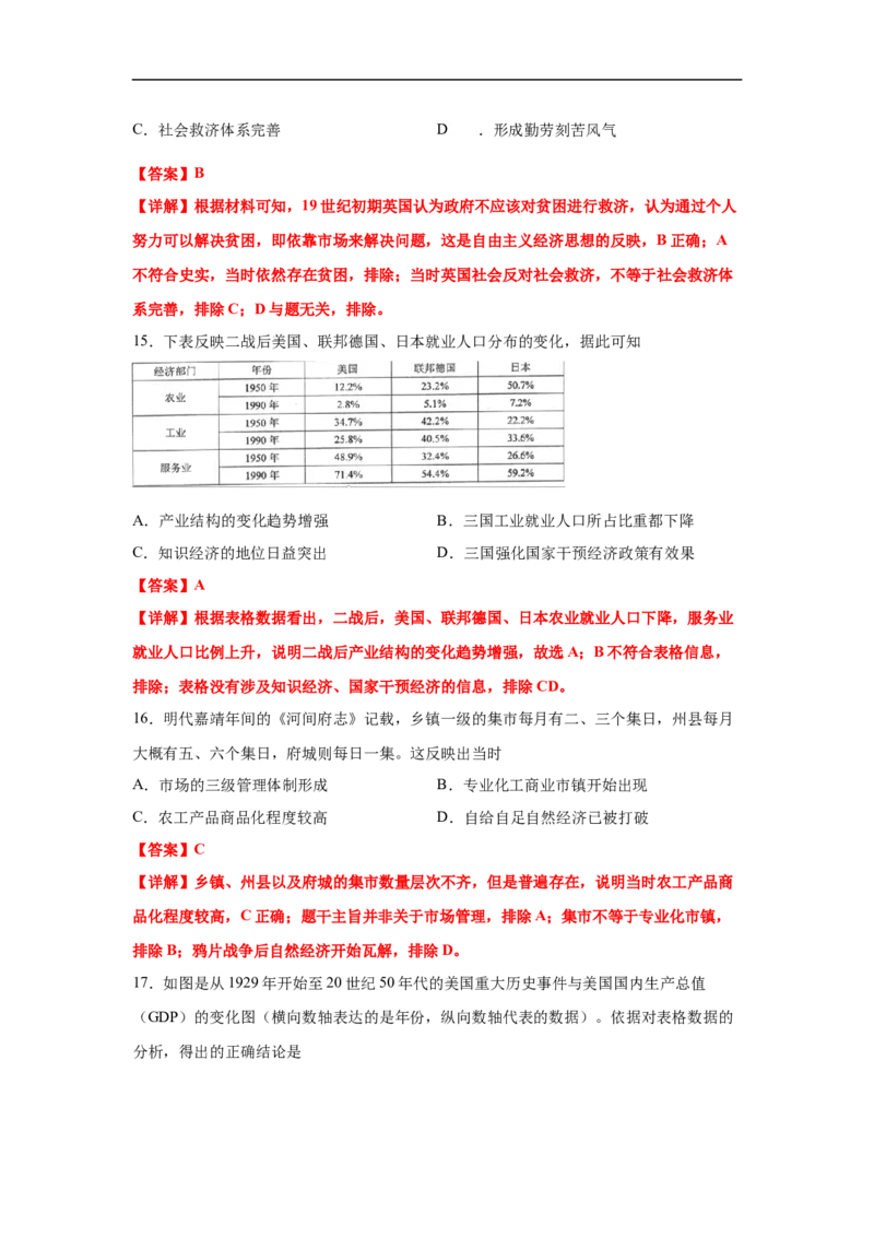 高二历史上学期期末测试卷03（选择性必修1、2）（解析版）_E015高中全科试卷_历史试题_选修2_人教版历史选修二期末试卷（010份）_高二历史上学期期末测试卷03（选择性必修1、2）