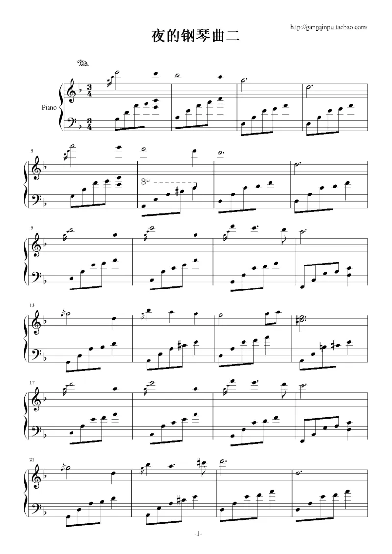 44、石进夜的钢琴曲系列（60页，共34首）_一万首著名钢琴曲谱哈农贝多芬合集视频教学电子版高清无水印可打印_3流行音乐谱_流行钢琴谱合集形式_高清PDF无水印