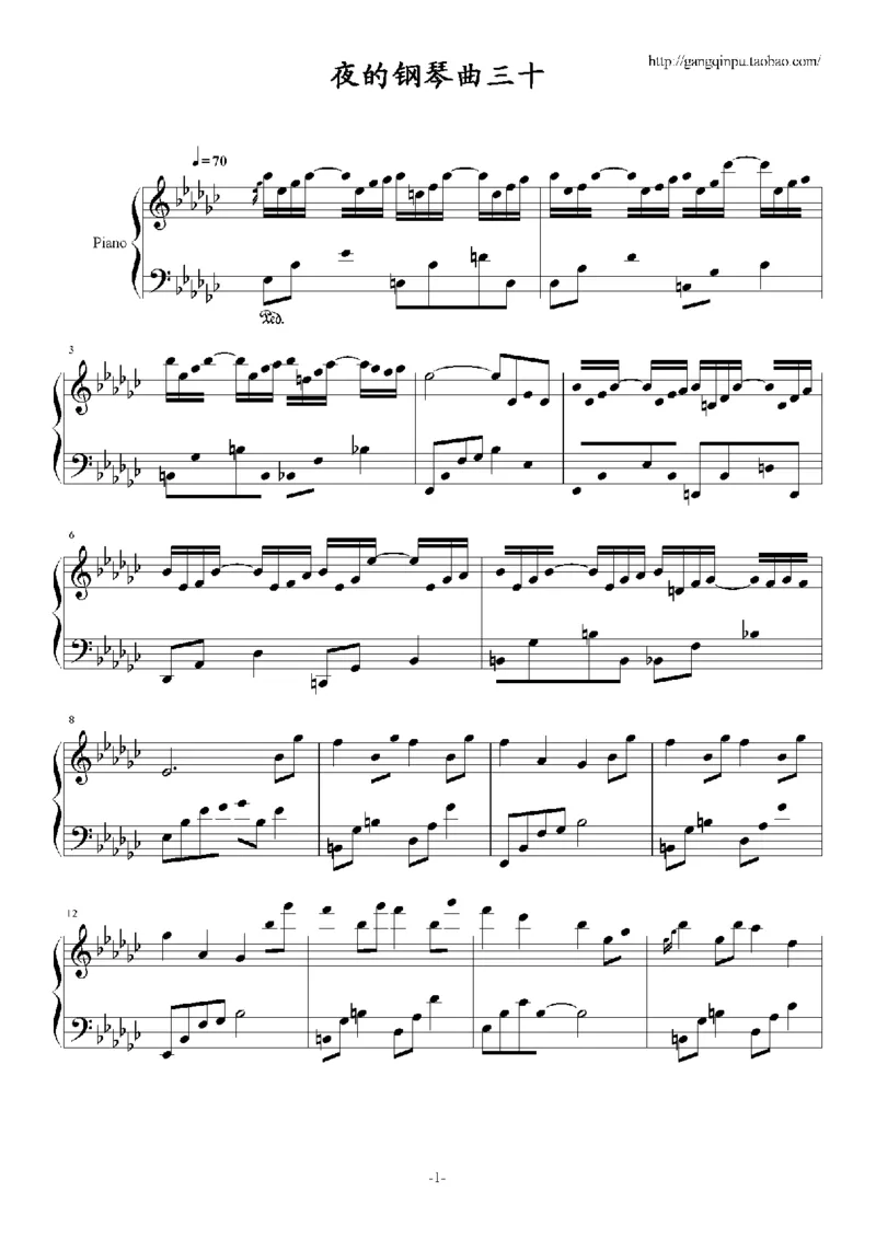 44、石进夜的钢琴曲系列（60页，共34首）_一万首著名钢琴曲谱哈农贝多芬合集视频教学电子版高清无水印可打印_3流行音乐谱_流行钢琴谱合集形式_高清PDF无水印