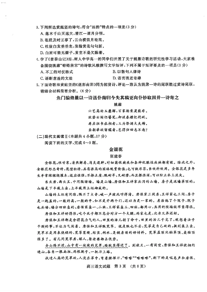山东卷山东省济南市2024年(届)高三高考5月适应性训练(济南三模)(5.14-5.16)语文试卷+答案_2024年5月_01按日期_21号_2024届山东省济南市高考针对性训练(5月)三模