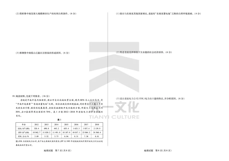 地理安徽高三上期末质量检测试卷_2024年2月_01每日更新_06号_2024届安徽省天一大联考高三上期末考试_安徽省天一大联考2024届高三上期末考试地理
