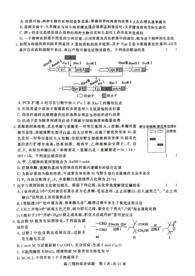 山西省朔州市怀仁一中2024届高三四模理综试题_2024年5月_01按日期_8号_2024届山西省朔州市怀仁一中高三下学期四模_2024届山西省朔州市怀仁市第一中学校高三下学期四模理科综合试题