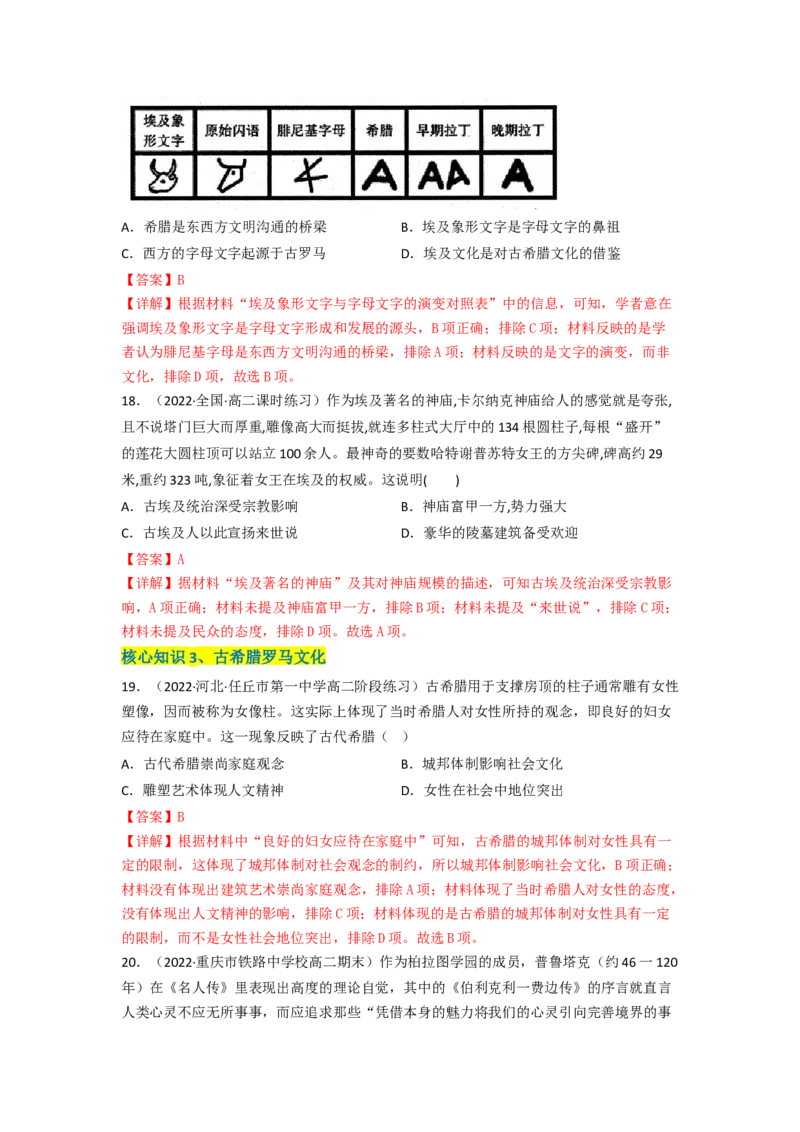 第二单元丰富多样的世界文化（A卷&middot;知识通关练）（解析版）_E015高中全科试卷_历史试题_选修3_人教版历史选修三单元测试（018份）_单元测试AB卷2023年