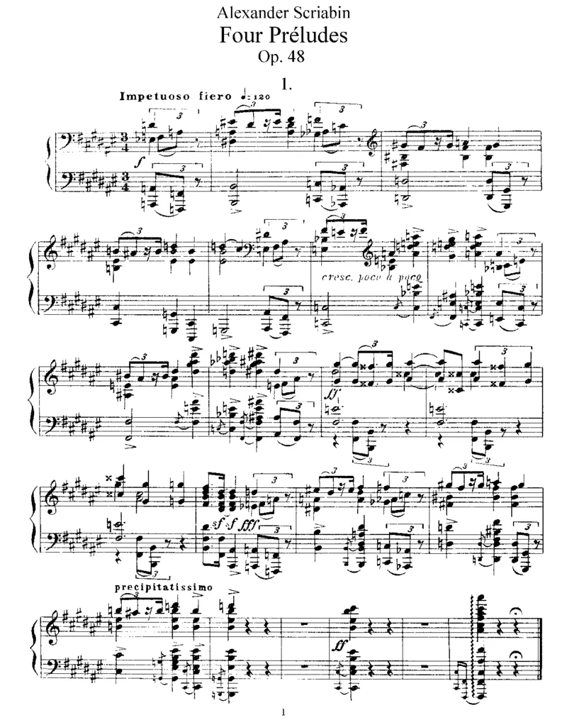 4Preludes,Op48_一万首著名钢琴曲谱哈农贝多芬合集视频教学电子版高清无水印可打印_1古典钢琴知名音乐家谱_斯克里亚宾钢琴谱全集_前奏曲