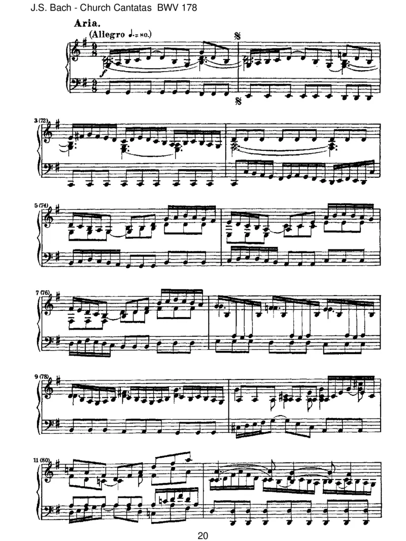 BWV178WoGott,derHerr,nichtbeiunsh_lt_一万首著名钢琴曲谱哈农贝多芬合集视频教学电子版高清无水印可打印_1古典钢琴知名音乐家谱_巴赫钢琴谱全集_J.S巴赫作品全集