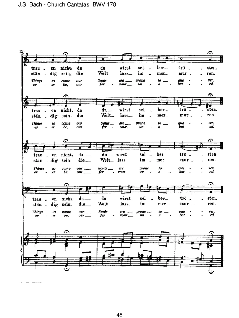 BWV178WoGott,derHerr,nichtbeiunsh_lt_一万首著名钢琴曲谱哈农贝多芬合集视频教学电子版高清无水印可打印_1古典钢琴知名音乐家谱_巴赫钢琴谱全集_J.S巴赫作品全集