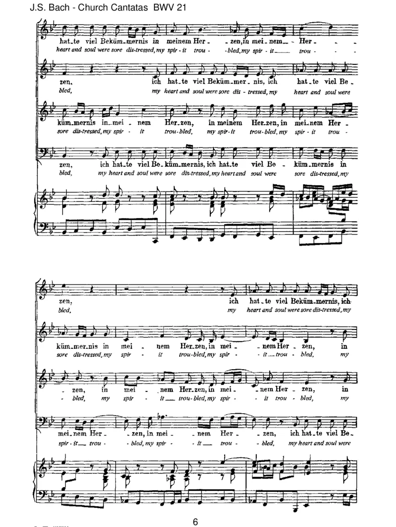 BWV21IchhattevielBek&uuml;mmernis_一万首著名钢琴曲谱哈农贝多芬合集视频教学电子版高清无水印可打印_1古典钢琴知名音乐家谱_巴赫钢琴谱全集_J.S巴赫作品全集_JohannSebastianBach(1685-1750)巴赫