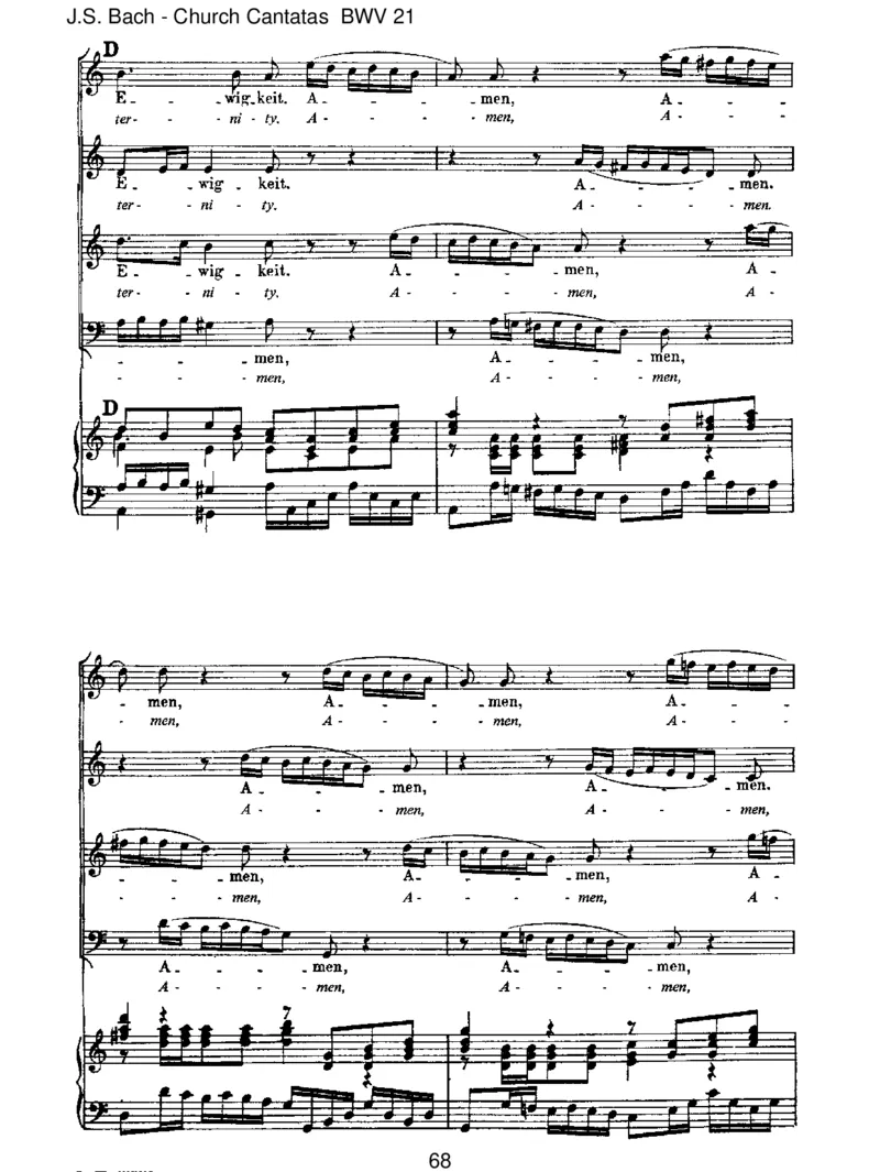 BWV21IchhattevielBek&uuml;mmernis_一万首著名钢琴曲谱哈农贝多芬合集视频教学电子版高清无水印可打印_1古典钢琴知名音乐家谱_巴赫钢琴谱全集_J.S巴赫作品全集_JohannSebastianBach(1685-1750)巴赫