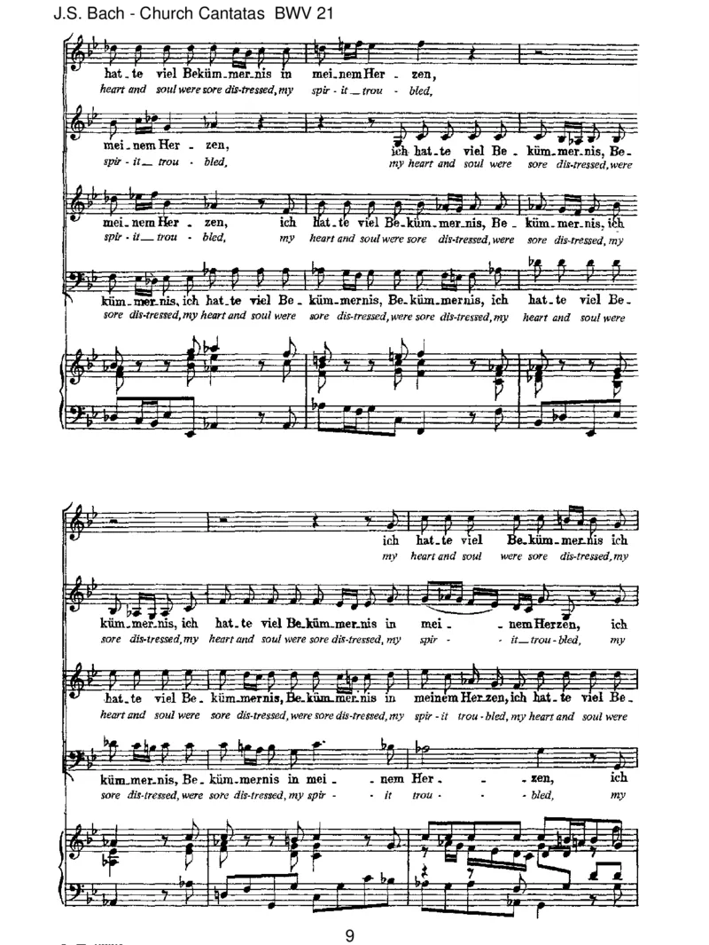 BWV21IchhattevielBek&uuml;mmernis_一万首著名钢琴曲谱哈农贝多芬合集视频教学电子版高清无水印可打印_1古典钢琴知名音乐家谱_巴赫钢琴谱全集_J.S巴赫作品全集_JohannSebastianBach(1685-1750)巴赫