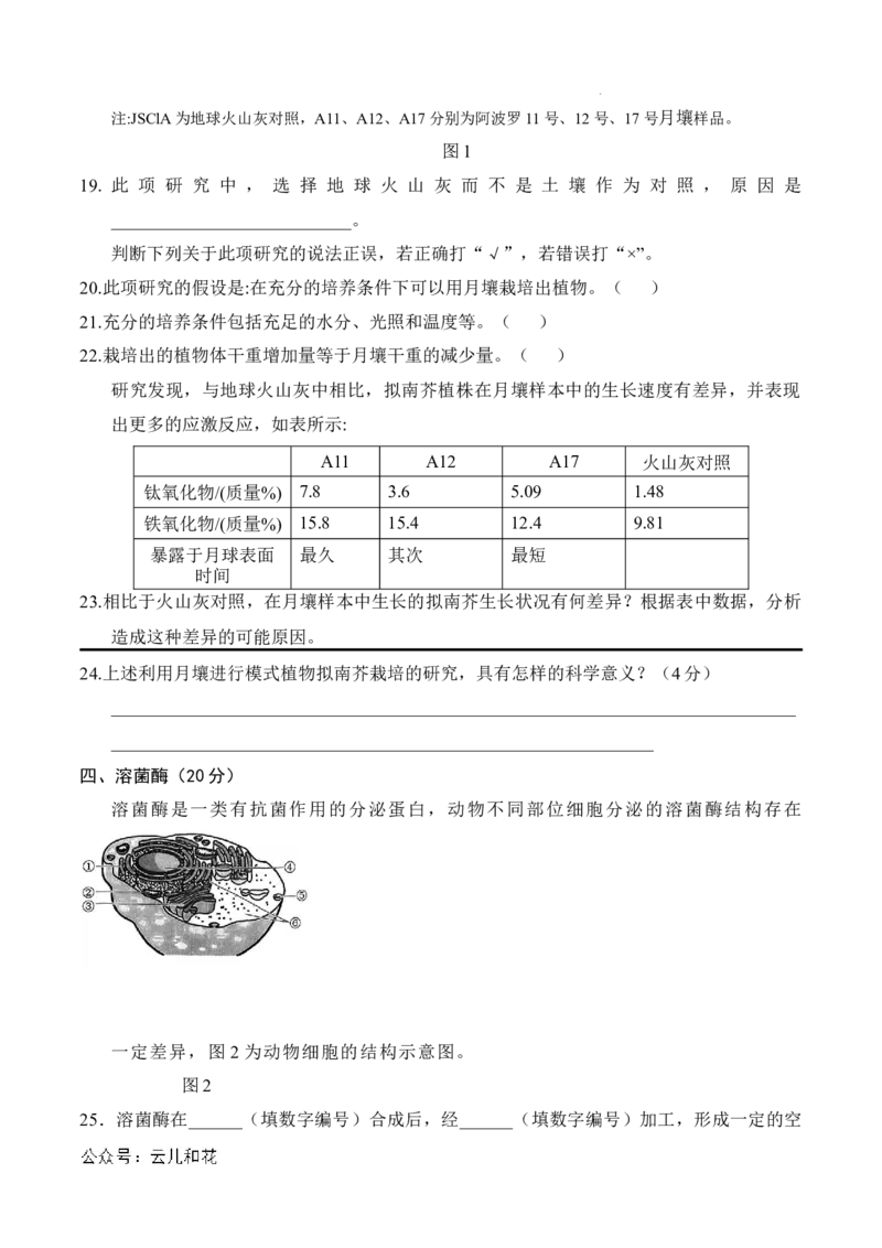 高一生物期中模拟卷（考试版A4）（上海专用）_2024-2025高一（7-7月题库）_2024年10月试卷_1021高一期中模拟卷（上海专用）黄金卷：2024-2025学年高一上学期期中模拟考试