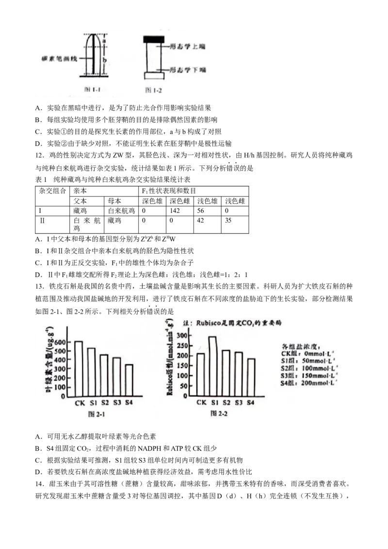 广西柳州市2024届高三下学期第三次模拟考试（柳州三模）生物(1)_2024年3月_013月合集_2024届广西柳州市高三下学期第三次模拟考试（柳州三模）