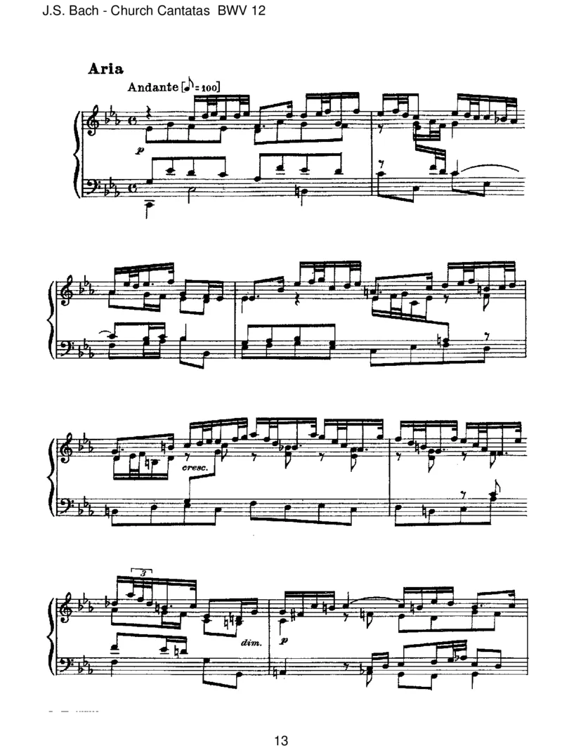 BWV12Weinen,Klagen,Sorgen,Zagen_一万首著名钢琴曲谱哈农贝多芬合集视频教学电子版高清无水印可打印_1古典钢琴知名音乐家谱_巴赫钢琴谱全集_J.S巴赫作品全集_JohannSebastianBach(1685-1750)巴赫