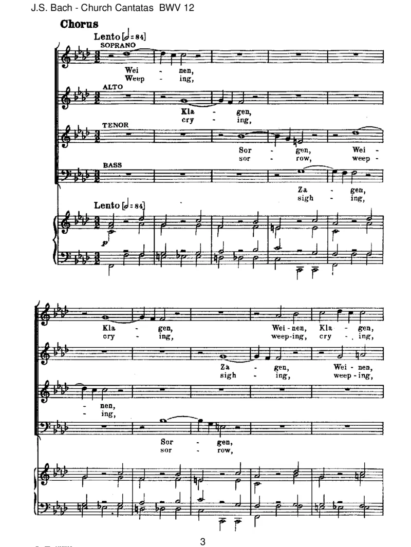 BWV12Weinen,Klagen,Sorgen,Zagen_一万首著名钢琴曲谱哈农贝多芬合集视频教学电子版高清无水印可打印_1古典钢琴知名音乐家谱_巴赫钢琴谱全集_J.S巴赫作品全集_JohannSebastianBach(1685-1750)巴赫