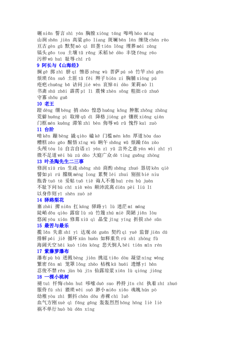 品优教学2019年部编版初中语文7&mdash;9年级生字词汇总_赠送小初高学霸笔记等_小初高知识点_小初高知识点_中考语文知识点