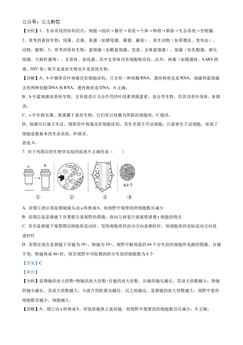 湖北省新高考联考协作体2024-2025学年高一上学期9月月考生物试题Word版含解析_2024-2025高一（7-7月题库）_2024年10月试卷_1024湖北省新高考联考协作体2024-2025学年高一上学期9月联考