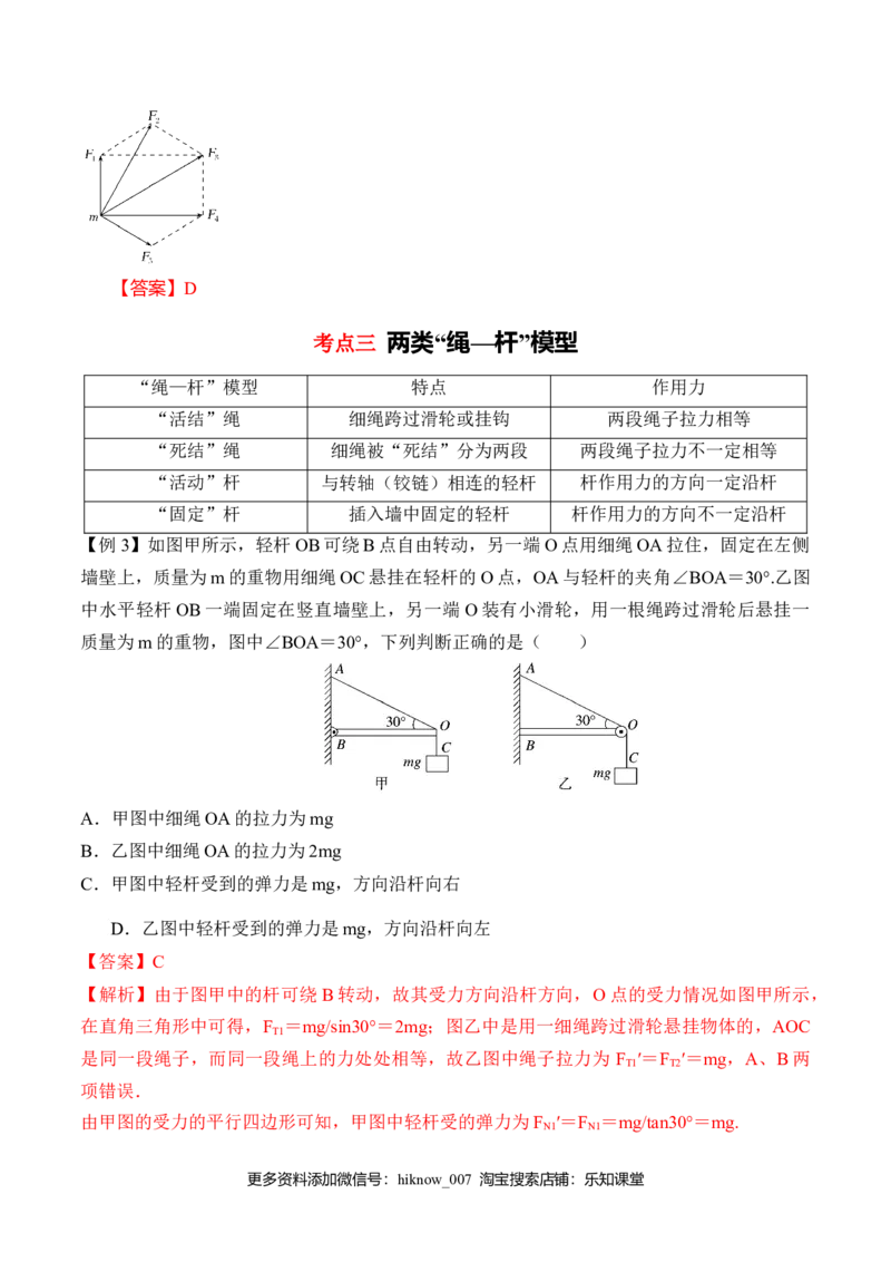 第3.4课时力的合成（解析版）_E015高中全科试卷_物理试题_必修1_6.专项练习_第3.4课时力的合成-高一物理知识点专题解析与题型练习（人教版必修1）