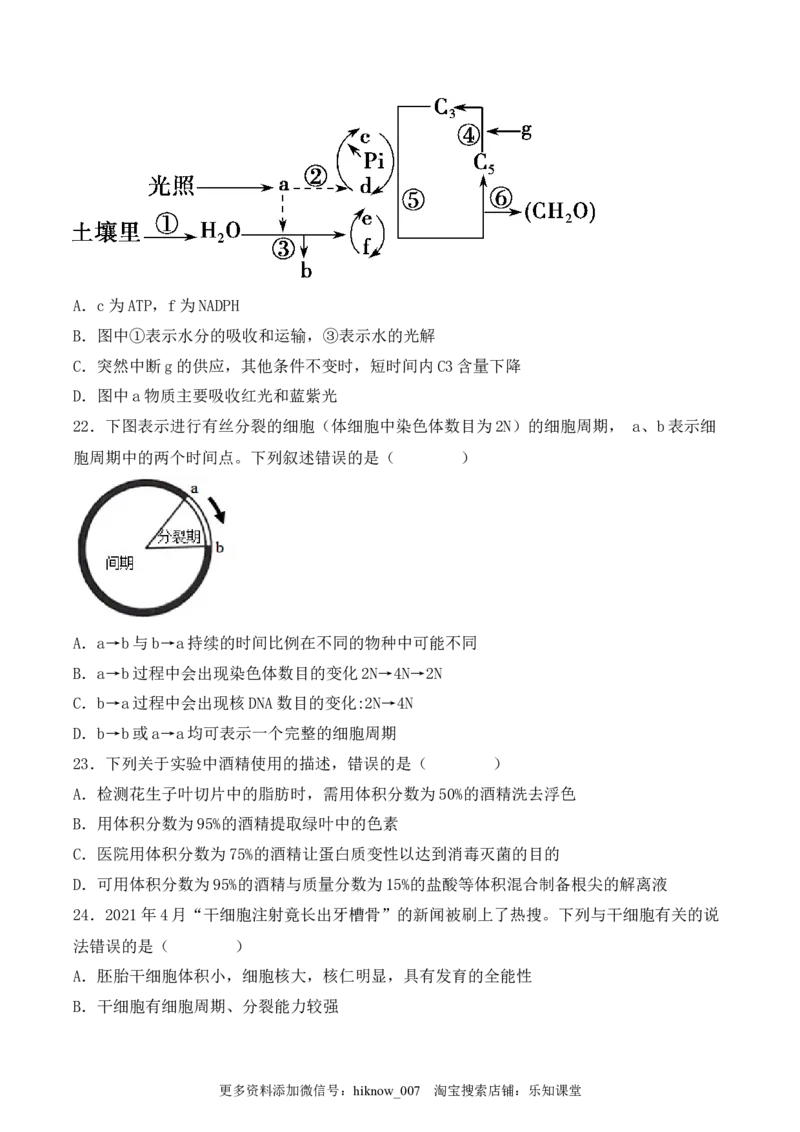综合拉练卷02（原卷版）_E015高中全科试卷_生物试题_必修1_4.期末试卷_1.模拟题_综合拉练卷02-2022-2023学年上学期高一生物期末考试综合拉练卷（人教版2019必修1）