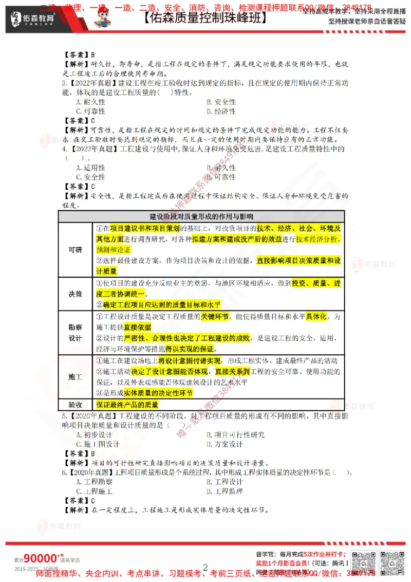 3月7日佑森质量控制珠峰班VIP作业答案_监理工程师_2025监理工程师_2025年监理工程师SVIP_2025年监理土建控制SVIP_02-基础精讲✿高端面授✿深度强化