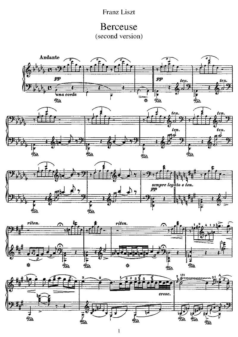 Berceuse(version2)_一万首著名钢琴曲谱哈农贝多芬合集视频教学电子版高清无水印可打印_1古典钢琴知名音乐家谱_李斯特钢琴谱全集_其他作品