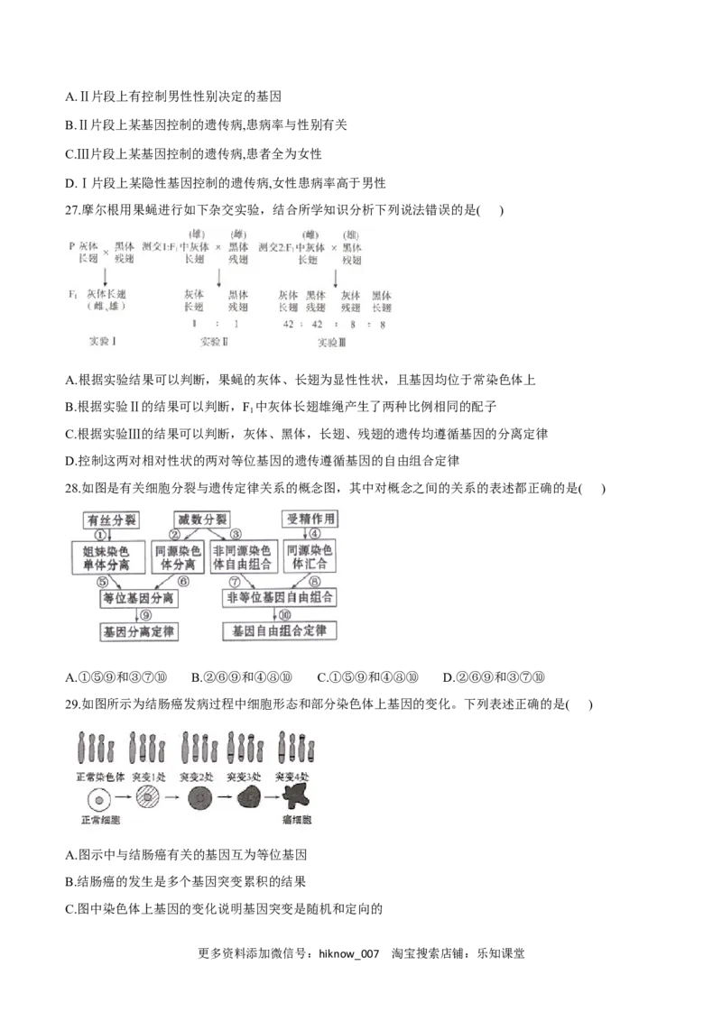 高一生物下学期期末测试卷01（新教材必修二）（原卷版）_E015高中全科试卷_生物试题_必修2_4.期末试卷_高一生物下学期期末测试卷01（新教材必修二）(13754151)