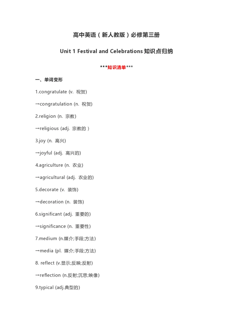 高中英语（新人教版）必修第三册（54页）_E015高中全科试卷_英语试题_必修3_3.新版高中英语必修三_6.知识汇总