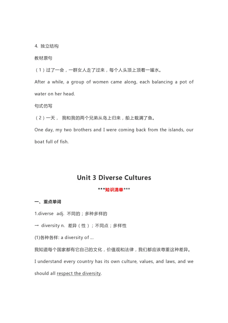 高中英语（新人教版）必修第三册（54页）_E015高中全科试卷_英语试题_必修3_3.新版高中英语必修三_6.知识汇总