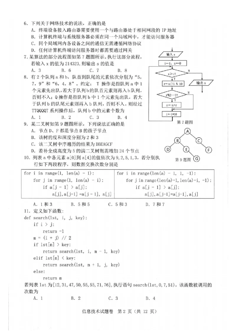 技术卷-2403温州二模_2024年3月_013月合集_2024届浙江省温州市普通高中高三第二次适应性考试（温州二模）_浙江省温州市普通高中2024届高三第二次适应性考试（温州二模）技术