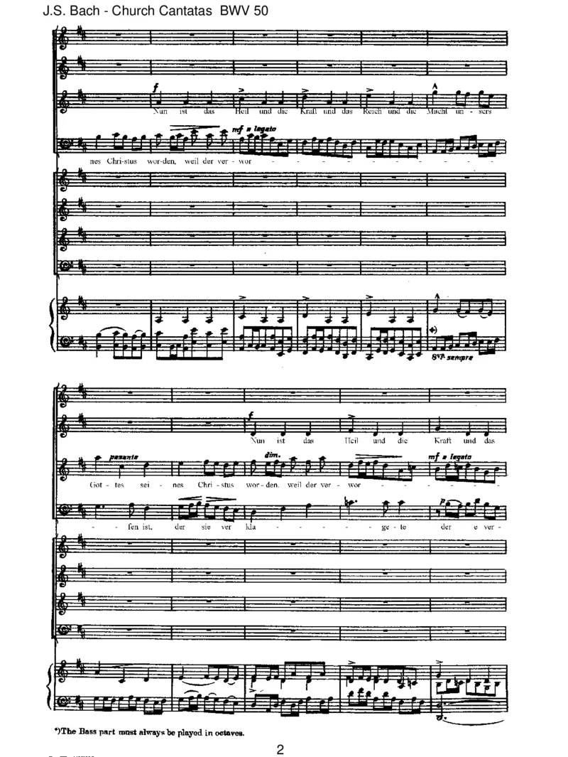 BWV50NunistdasHeilunddieKraft_一万首著名钢琴曲谱哈农贝多芬合集视频教学电子版高清无水印可打印_1古典钢琴知名音乐家谱_巴赫钢琴谱全集_J.S巴赫作品全集_JohannSebastianBach(1685-1750)巴赫