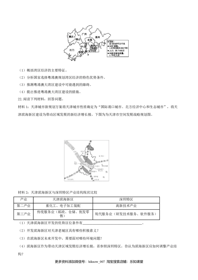 第三章城市、产业与区域发展（单元检测）-上好地理课2020-2021学年高二同步备课系列（人教版选择性必修二）_E015高中全科试卷_地理试题_选修2_1.单元测试_单元测试（第二套）