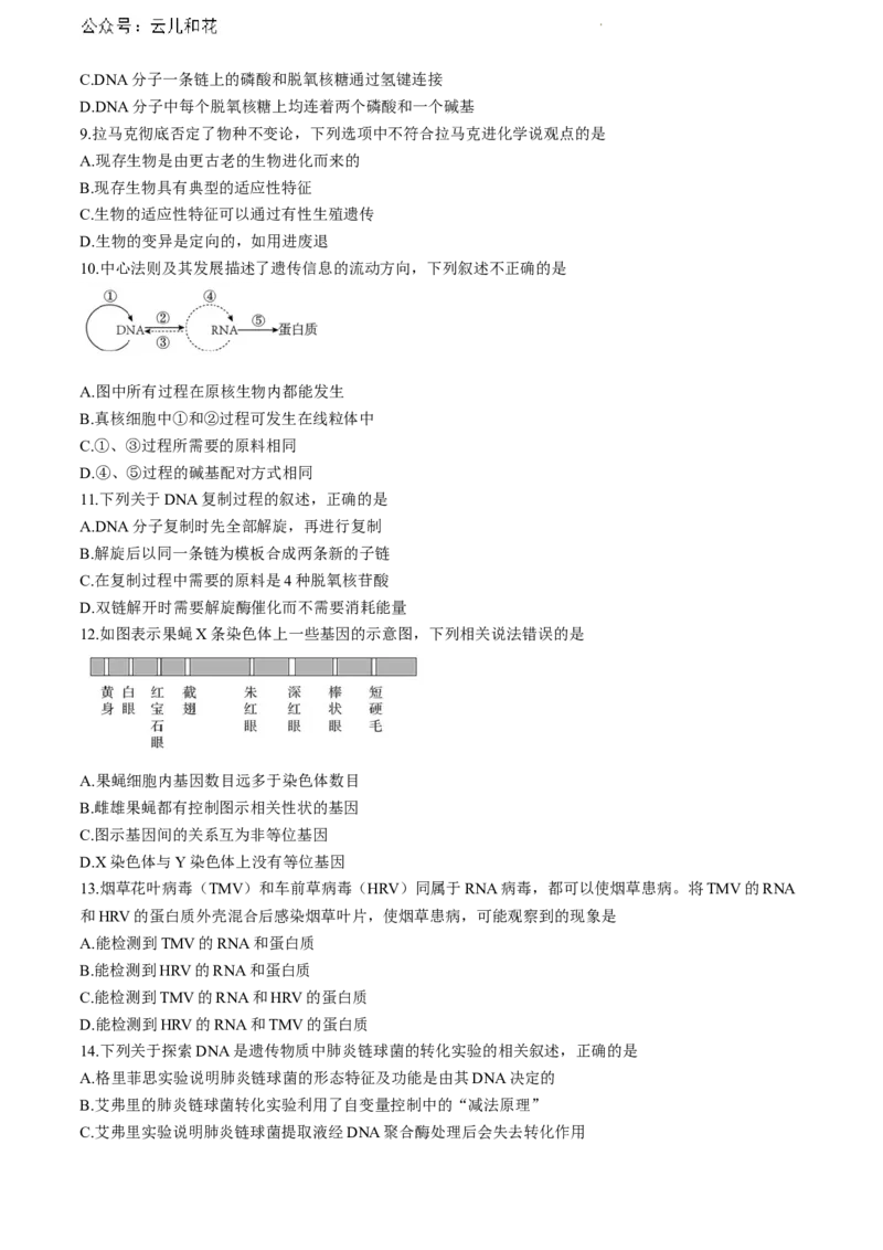 辽宁省葫芦岛市2023-2024学年高一下学期期末考试生物试卷_2024-2025高一（7-7月题库）_2024年7月试卷_0727辽宁省葫芦岛市2023-2024学年高一下学期期末考试