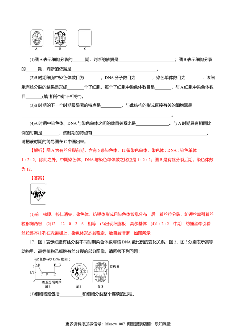 第6章细胞的生命历程B卷（解析版）_E015高中全科试卷_生物试题_必修1_1.单元测试_3.单元测试（第三套）_第6章细胞的生命历程B卷-高一生物学同步单元AB卷（2019人教版必修1）