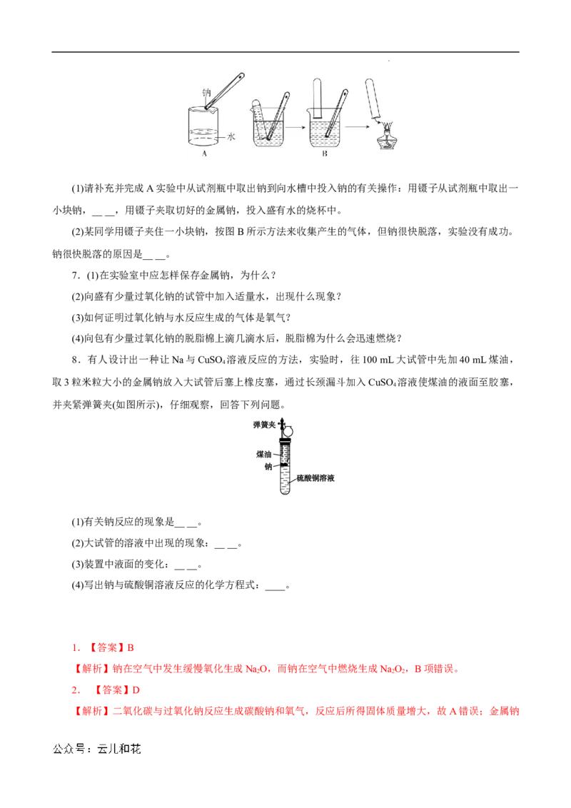 第10课钠及其氧化物-2023年新高一化学暑假自主学习课程导航（人教版2019必修第一册）（解析版）_2024-2025高一（7-7月题库）_2024年7月试卷