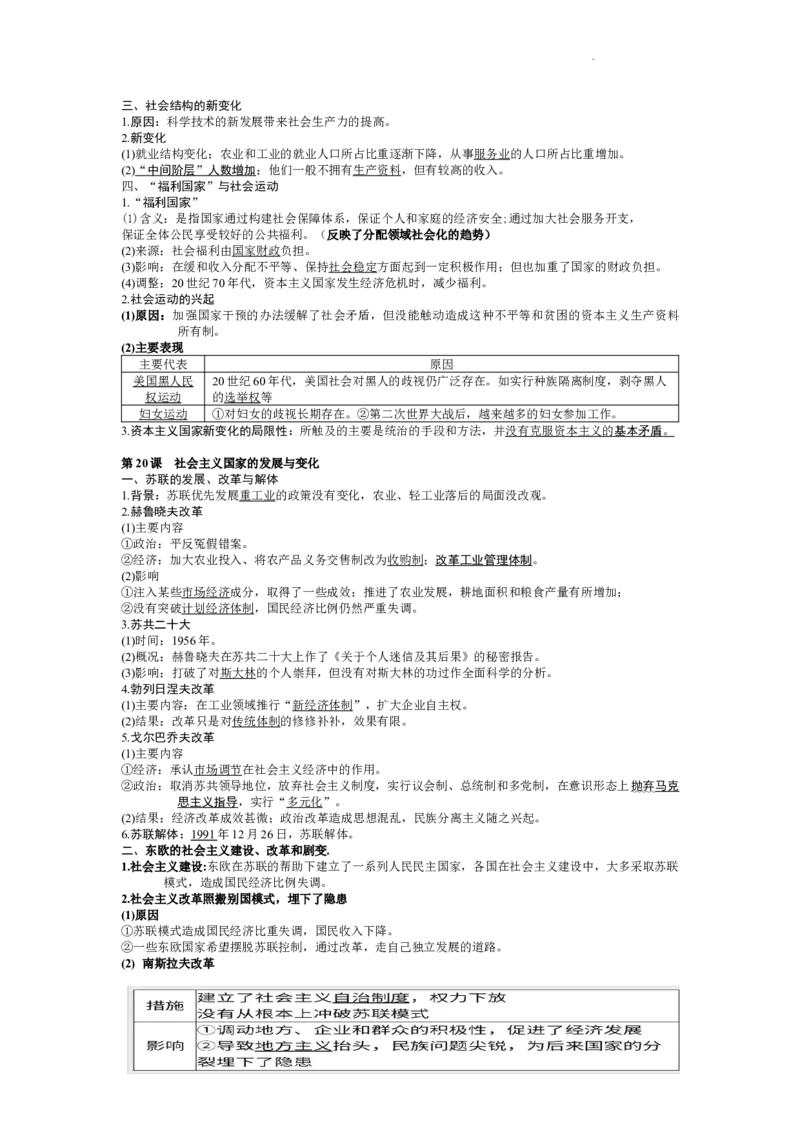 高中历史统编版（2019）必修中外历史纲要下册知识提纲_E015高中全科试卷_历史试题_必修下_6.知识汇总