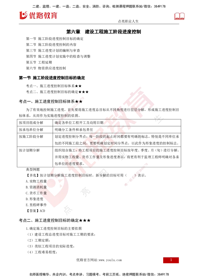 25年《进度控制（土建）》第6章讲义（打印版）_监理工程师_2025监理工程师_2025年监理工程师SVIP_2025年监理土建控制SVIP_02-基础精讲✿高端面授✿深度强化