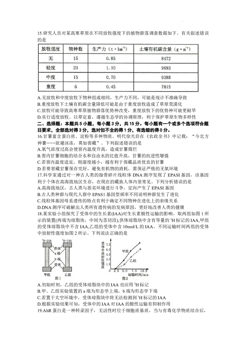 山东省烟台市、菏泽市2024届高三上学期1月期末考试生物(1)_2024年2月_022月合集_2024届山东省烟台市、菏泽市高三上学期1月期末考试