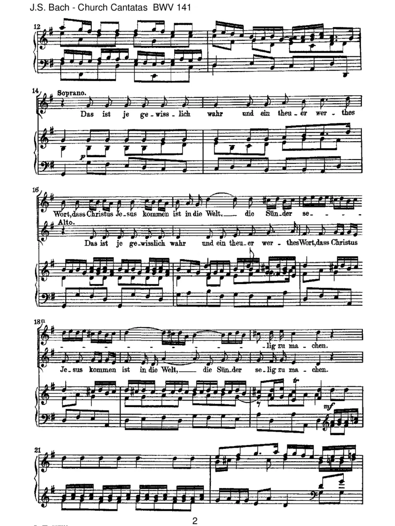 BWV141Dasistjegewisslichwahr(Spurious,byTelemann)_一万首著名钢琴曲谱哈农贝多芬合集视频教学电子版高清无水印可打印_1古典钢琴知名音乐家谱_巴赫钢琴谱全集_J.S巴赫作品全集