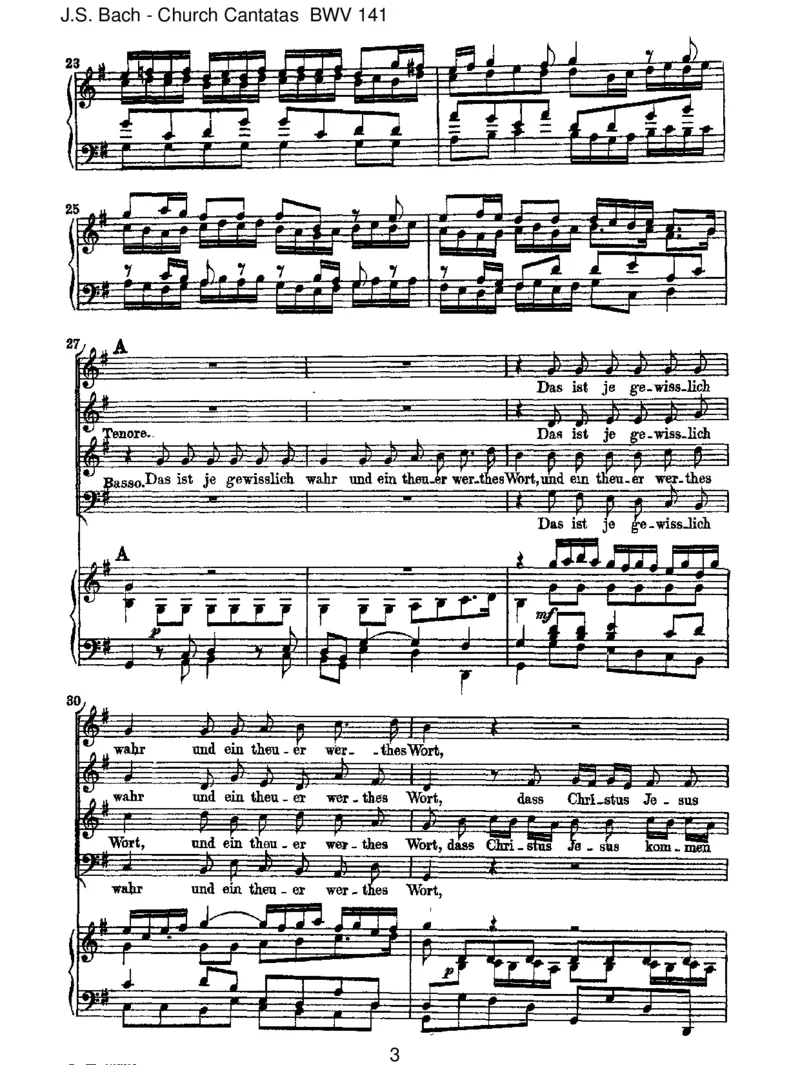 BWV141Dasistjegewisslichwahr(Spurious,byTelemann)_一万首著名钢琴曲谱哈农贝多芬合集视频教学电子版高清无水印可打印_1古典钢琴知名音乐家谱_巴赫钢琴谱全集_J.S巴赫作品全集