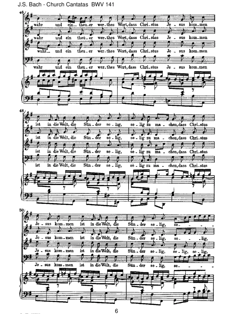 BWV141Dasistjegewisslichwahr(Spurious,byTelemann)_一万首著名钢琴曲谱哈农贝多芬合集视频教学电子版高清无水印可打印_1古典钢琴知名音乐家谱_巴赫钢琴谱全集_J.S巴赫作品全集