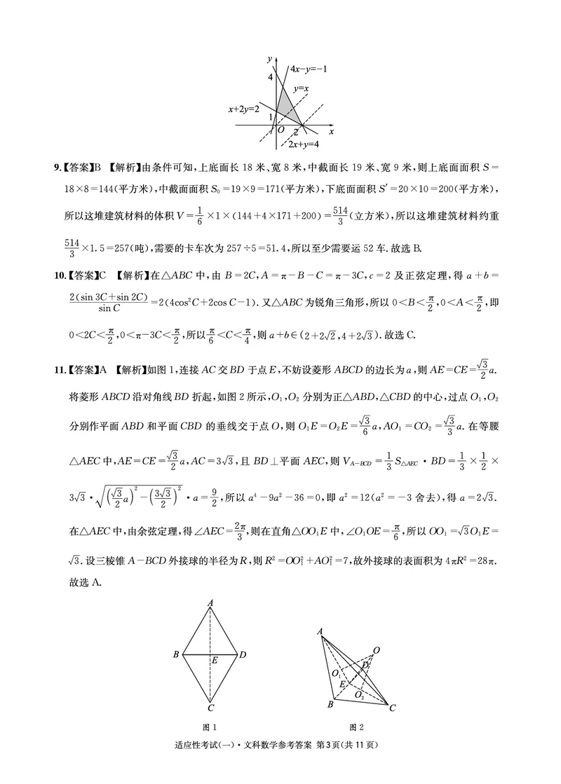 四川省成都石室中学2024届高三高考适应性考试（一）+文科数学试题(1)_2024年5月_025月合集_2024届四川省石室中学高三5月高考适应性考试（一）