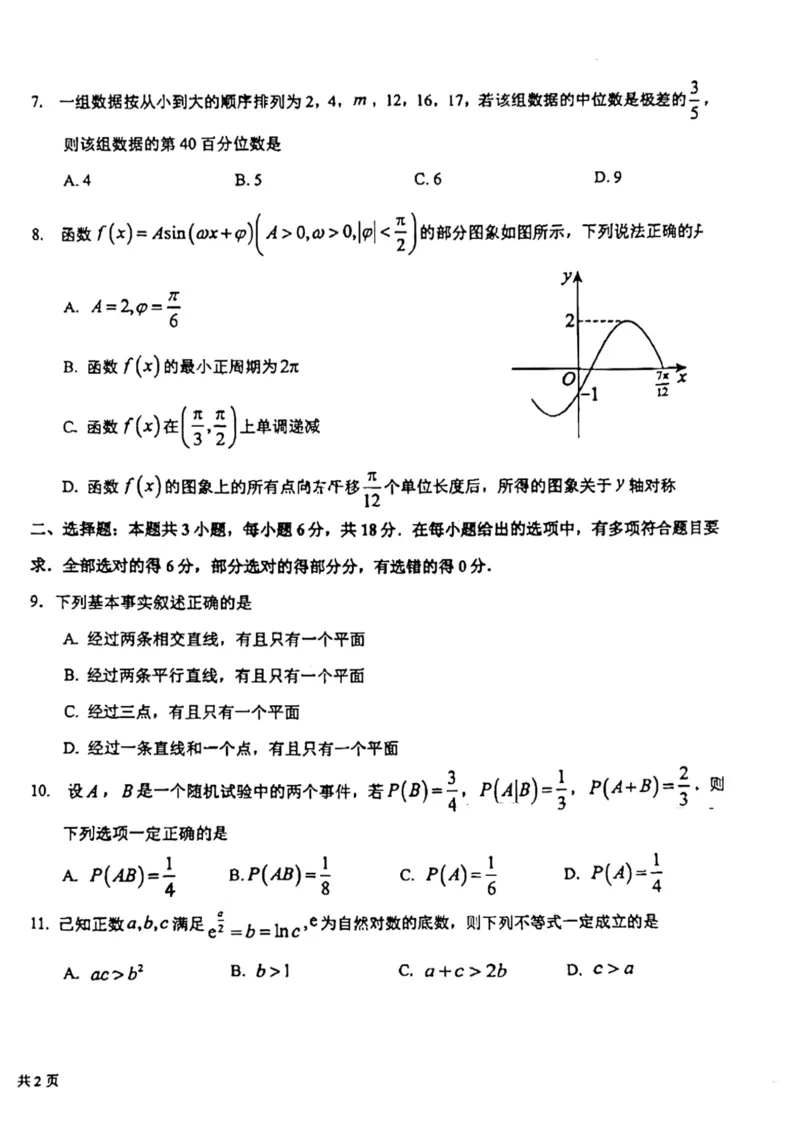 师大附中2023-2024年高三下六模_2024年5月_01按日期_28号_2024届吉林东北师大附中高三下第六次模拟考试_吉林省长春市东北师范大学附属中学2023-2024学年高三下学期第六次模拟考试数学