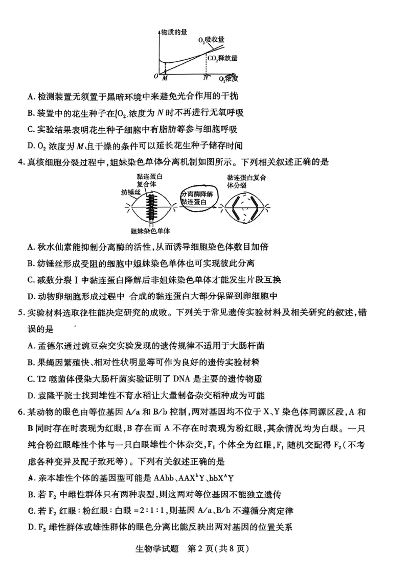 安徽省卓越县中联盟2024年高三三模联考生物试题_2024年5月_01按日期_6号_2024届安徽省皖豫名校＆卓越县中联盟高三5月联考