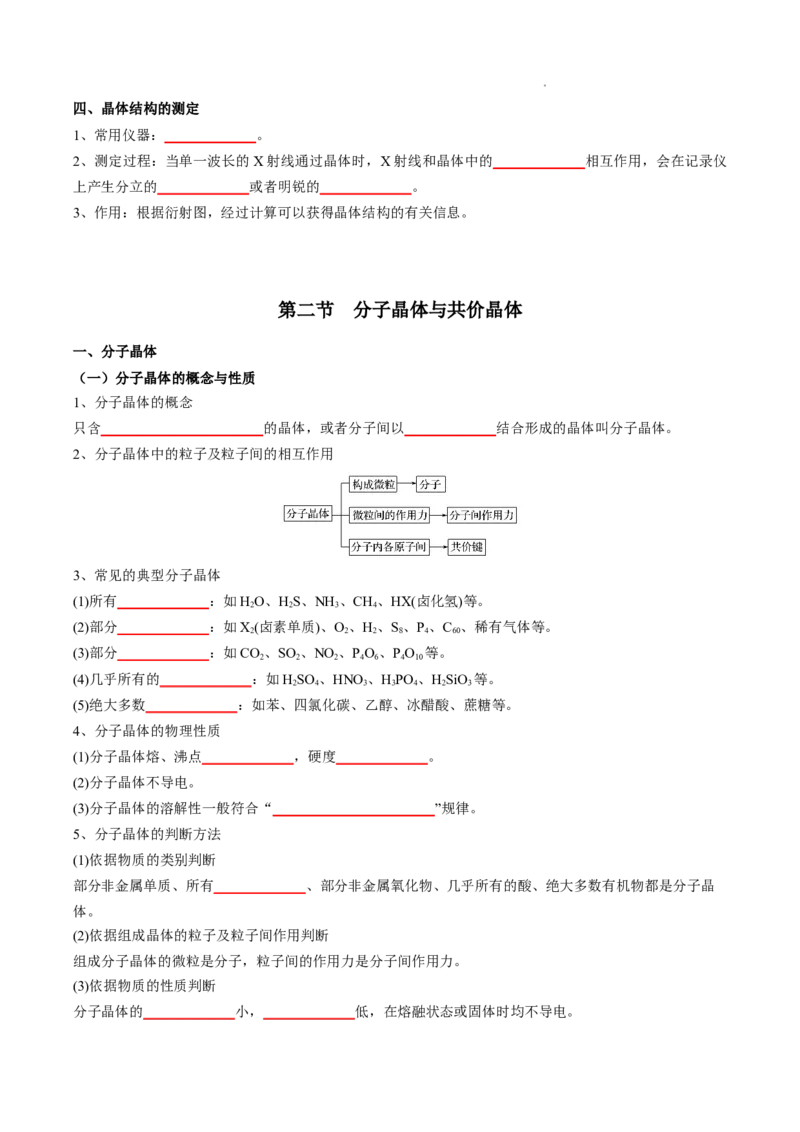 第三章晶体结构与性质-知识手册高中化学全册必背章节知识清单（人教版2019选择性必修2）（学生版）_E015高中全科试卷_化学试题_选修2_4.新版人教版高中化学试卷选择性必修2