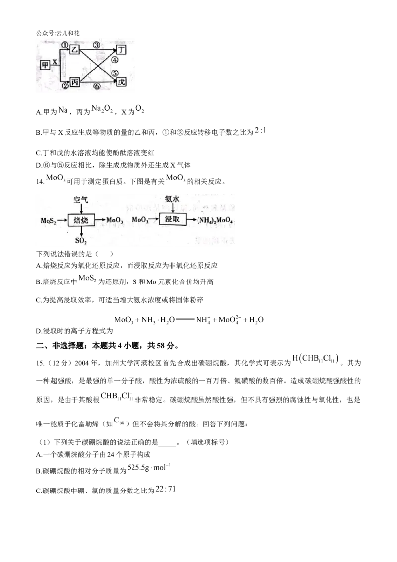 河北省示范性高中2024-2025学年高一上学期11月期中考试化学Word版含解析_2024-2025高一（7-7月题库）_2024年11月试卷_1129河北省示范性高中2024-2025学年高一上学期11月期中考试