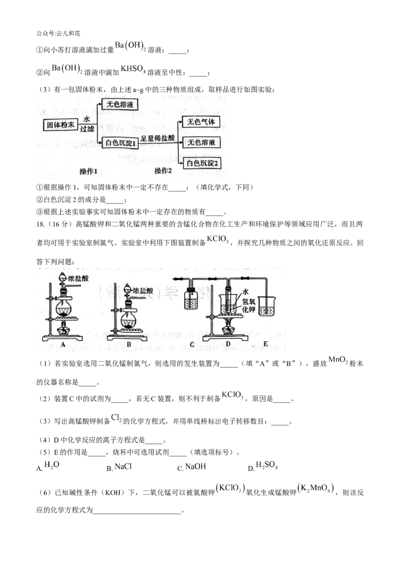 河北省示范性高中2024-2025学年高一上学期11月期中考试化学Word版含解析_2024-2025高一（7-7月题库）_2024年11月试卷_1129河北省示范性高中2024-2025学年高一上学期11月期中考试