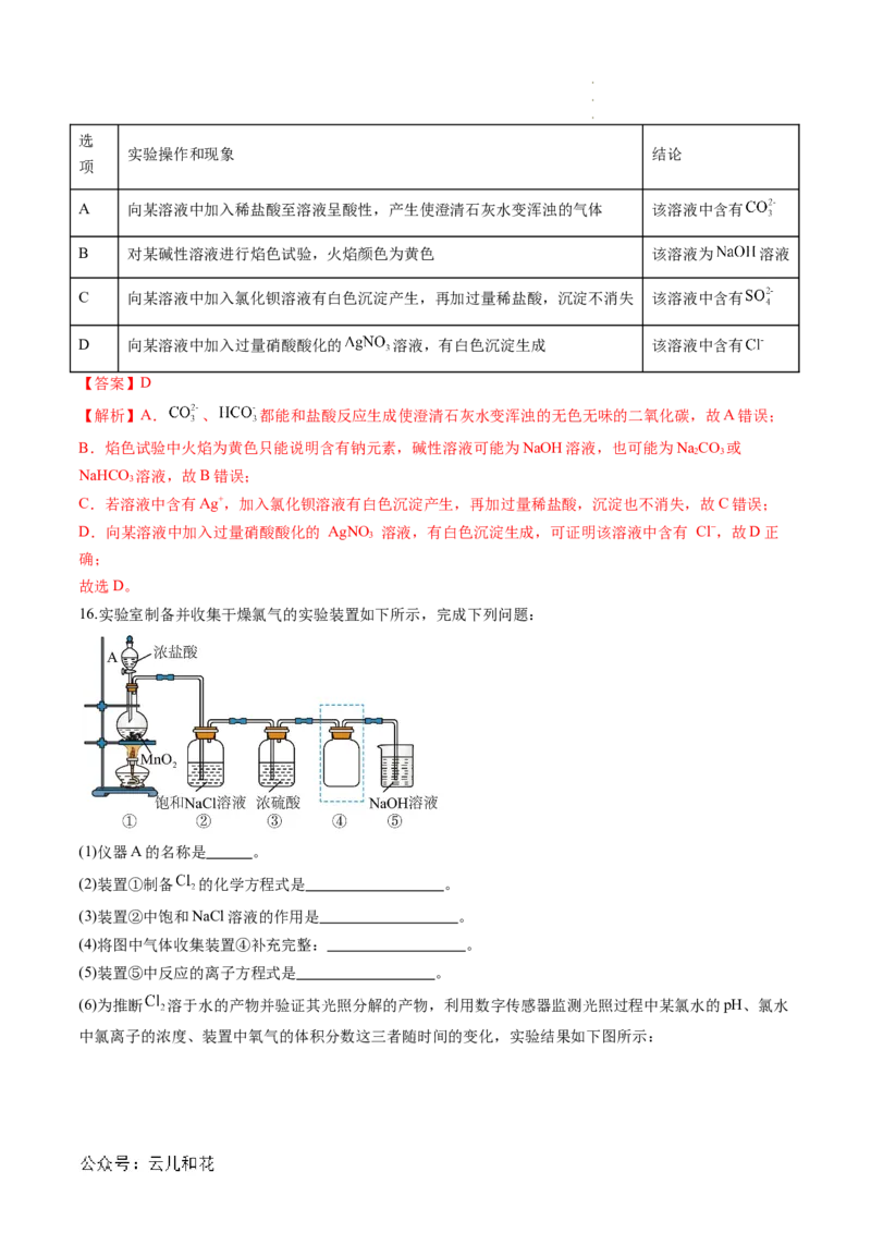 第09讲&nbsp;氯气的实验室制法及氯离子的检验（解析版）_2024-2025高一（7-7月题库）_2024年7月试卷_0708暑假自学课2024年新高一化学暑假提升精品讲义
