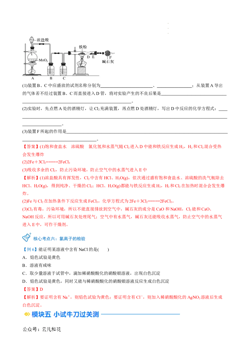 第09讲&nbsp;氯气的实验室制法及氯离子的检验（解析版）_2024-2025高一（7-7月题库）_2024年7月试卷_0708暑假自学课2024年新高一化学暑假提升精品讲义